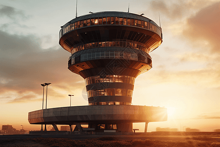 机场控制塔的特写图图片