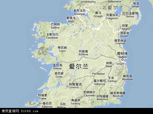 爱尔兰地形图 - 爱尔兰地形图高清版 - 2024年爱尔兰地形图