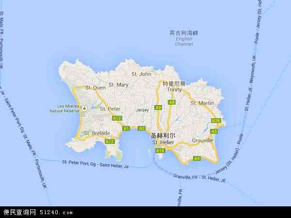 泽西岛地图 - 泽西岛电子地图 - 泽西岛高清地图 - 2024年泽西岛地图