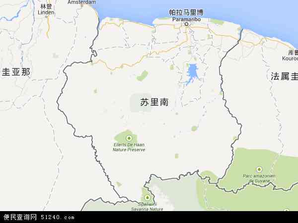 苏里南地图 - 苏里南电子地图 - 苏里南高清地图 - 2024年苏里南地图