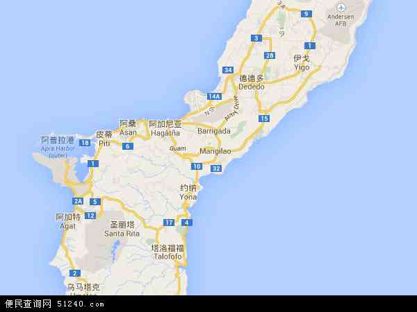 关岛地图 - 关岛电子地图 - 关岛高清地图 - 2024年关岛地图