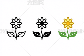 一个盛开花图标代表了一朵花一片叶子图片