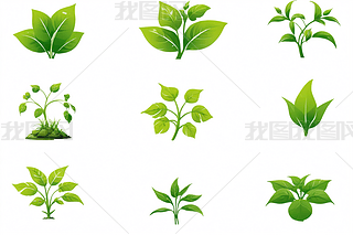 绿色图标植物元素图片